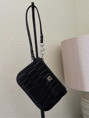 Coach black gathered fabric wristlet